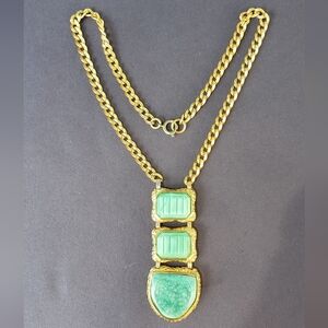 Lucien Piccard carved glass pendandt necklace